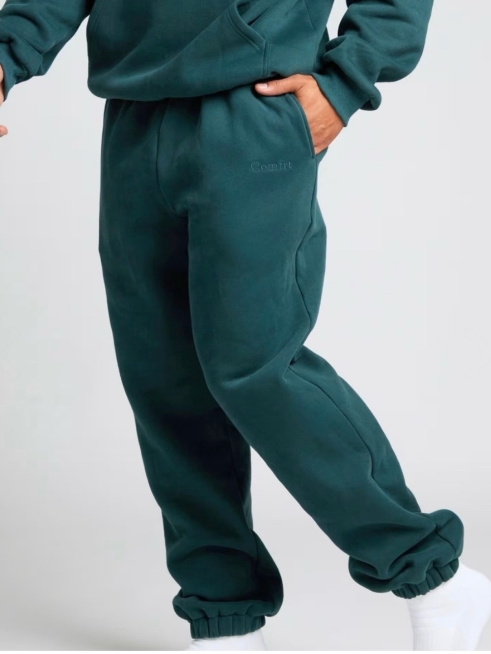 Comfrt Signature Sweatpants Pine Jogger Soft Fleece Elastic Waist Cozy Pants Med